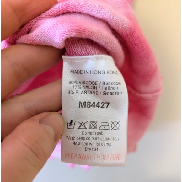 Vintage Y2K Knit Pink Tie Dye T Shirt Lettuce Hem Boho Beach Cute Pastel Sz S - Picture 12 of 12